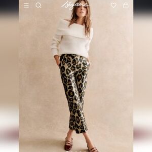 NWT Sezane Leopard Jacquard Damon Trousers